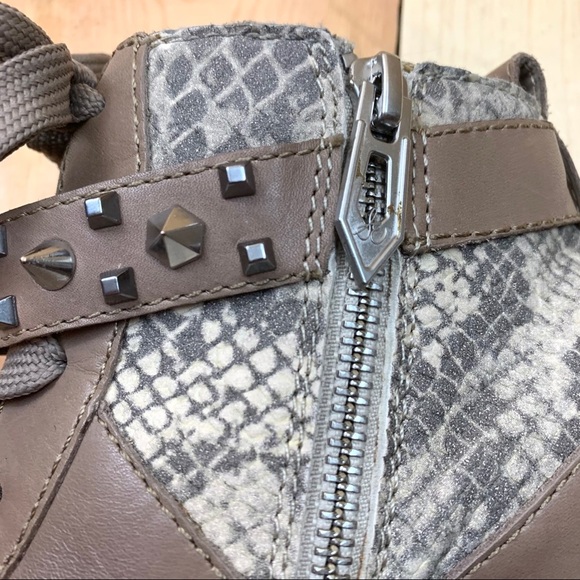 Sam Edelman Brogan Wedge Gray Tan Snake Sneakers 6 - Picture 11 of 15